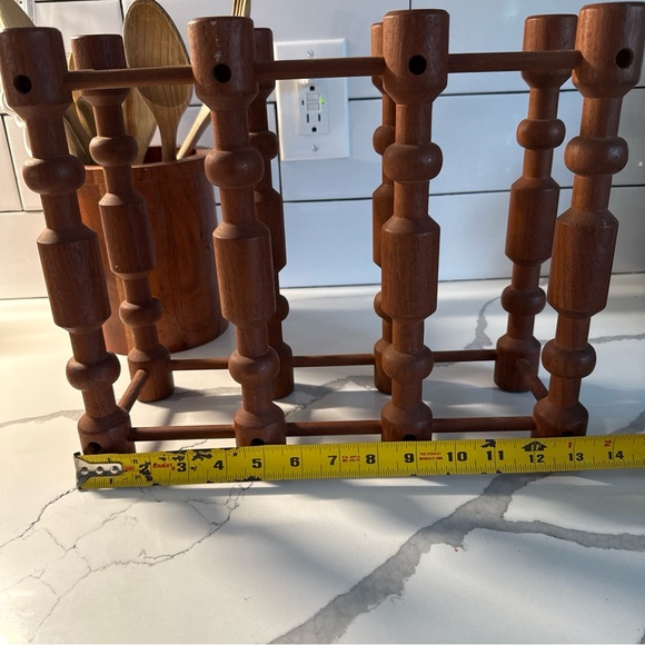 Vintage MCM Danish Teak Nissen Langaa 3 or 4 Bottle Wine Holder Signed - Picture 7 of 10